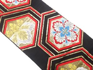 アンティーク　亀甲に桐・花模様織出し袋帯（着用可）